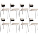 Ver imagem 1 de Kit 08 Cadeiras Estofada para Sala de Jantar Astrid Branco C01 Linho Palha Courino Preto - Lyam