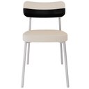 Ver imagem 2 de Kit 08 Cadeiras Estofada para Sala de Jantar Astrid Branco C01 Linho Palha Courino Preto - Lyam