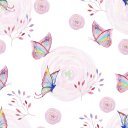Ver imagem 1 de Papel de Parede Decorativo Floral com Borboletas 1,5m