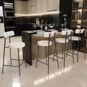 Ver imagem 2 de Kit 06 Banquetas Baixa para Cozinha Sala de Jantar Bar Bancada Milão L02 Linho Palha - lyam decor 