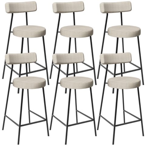 Kit 06 Banquetas Baixa para Cozinha Sala de Jantar Bar Bancada Milão L02 Linho Palha - lyam decor 
