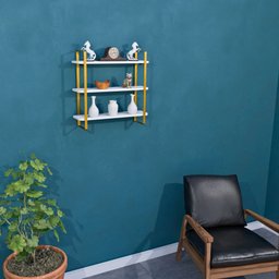 Prateleira Tripla Nicho Hone Modelo Industrial Decoração Casa 60x15 Prata/branca - 2