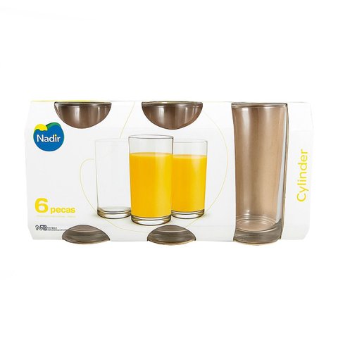 Jogo de Copos Long Drink Cylinder 350ml 6 Unidades - Nadir 7600