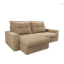 Ver imagem 2 de Sofá com Chaise Firenze 3 Lugares Retrátil e Reclinável 210cm Bege Cia Lar Móveis