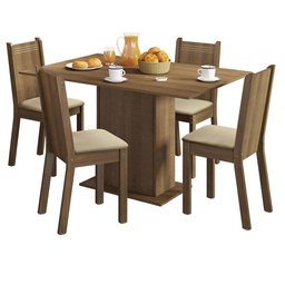 Conjunto Sala de Jantar Lexy Madesa Mesa Tampo de Madeira com 4 Cadeiras - Rustic/sintético Bege - 2