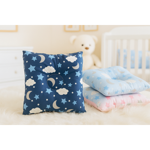 Travesseiro Anatômico Bebê para Berço e Carrinho Céu 27x37cm: Azul Marinho