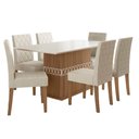 Ver imagem 2 de Conjunto Sala de Jantar Mesa com Tampo Chanfrado Agata 6 Cadeiras Estofadas Jade Poliman
