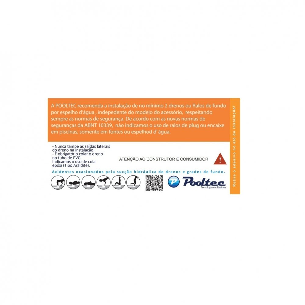 Dreno De Fundo 15x15 Abs Plug 50mm Branco - Pooltec - 2