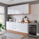 Ver imagem 1 de Cozinha Pérola 200cm com Rodapé 4 Peças Branco/Freijó Yescasa
