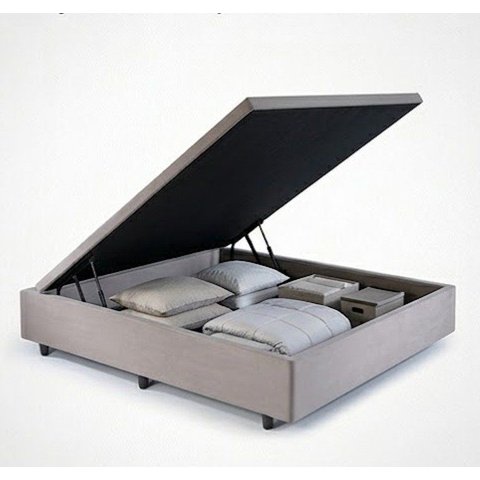 Base Cama Box Baú Casal 138 Suede Bege Estofada com Amortecedor a Gás