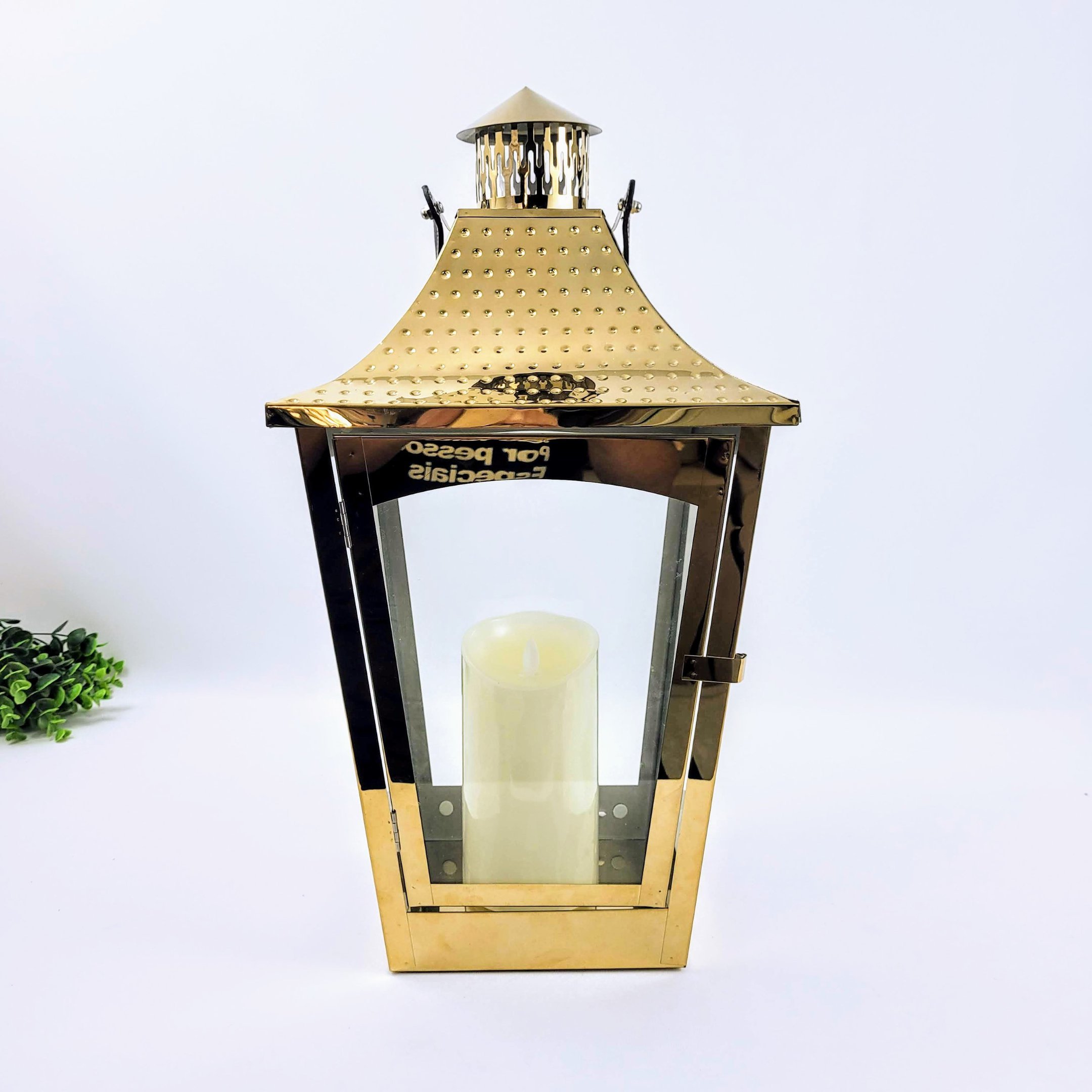 Lanterna Decorativa Marroquina Dourada Inox 50x26cm G - 9