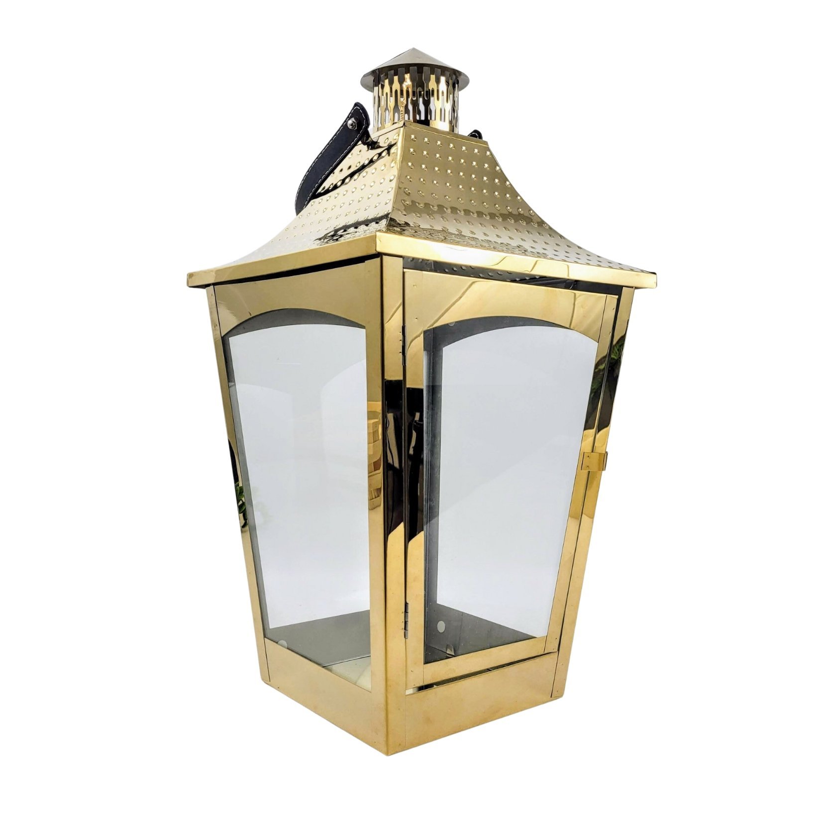 Lanterna Decorativa Marroquina Dourada Inox 50x26cm G