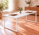 Ver imagem 5 de Mesa de Jantar Reforçada Industrial 170x80cm Tampo Branco Pés Branco