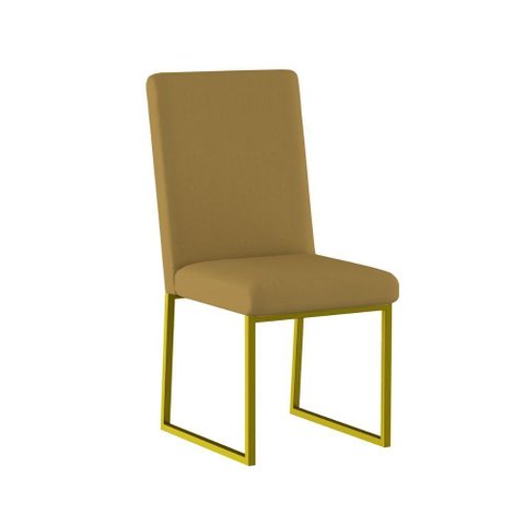 Cadeira para Mesa Jantar com Base de Ferro Dourado - Balaqui Capuccino