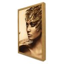 Ver imagem 1 de Quadro Decorativo Caixa Mulher Dourada Tacolado Moldura Caixa 3cm Madeira com Vidro 80 X 120cm