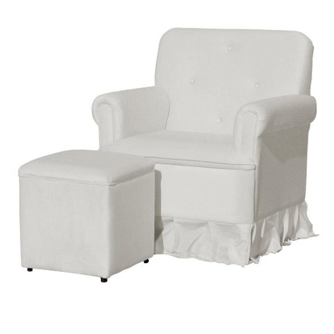 Poltrona Amamentação com Puff Laura Suede Bege - Lm Decor