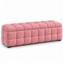 Ver imagem 4 de Recamier Baú Cama Casal 138cm Banco Puf Estofado Bouclé Boss:Rosa/Bouclé