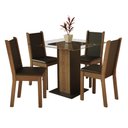 Ver imagem 3 de Conjunto Sala de Jantar Madesa Aline Mesa Tampo de Vidro com 4 Cadeiras - Rustic/preto