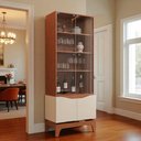 Ver imagem 1 de Cristaleira com 4 Portas e 3 Prateleiras Joile Freijó/off White - Mabe Magazine