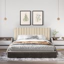 Ver imagem 1 de Cabeceira Viuva ou Solteirão Palito Estofada Suspensa para Quarto - 128 Cm - Areia Suede