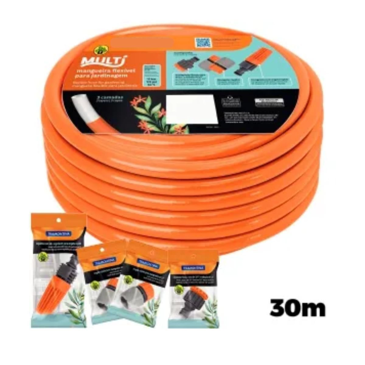 Kit 30m Mangueira Laranja + Conjunto Engates Tramontina - 4