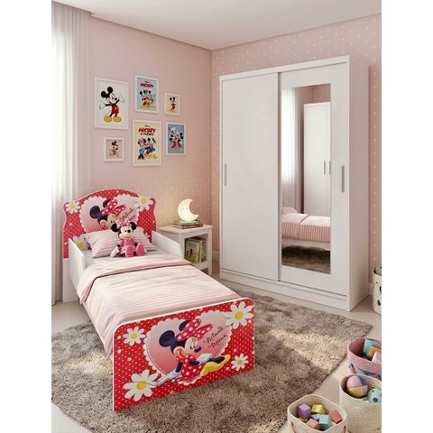 Kit Quarto Completo Guarda Roupa + Mini Cama Minnie Infantil