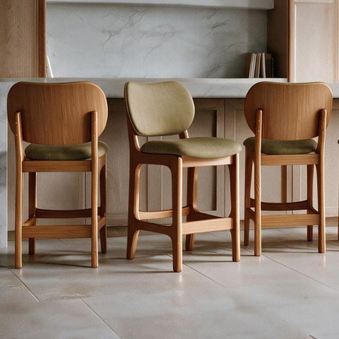 Kit 03 Banquetas Baixa Bar Cozinha e Sala de Jantar Fixa Betta L02 Imbuia Couríssimo Casco Fendi -