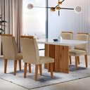 Ver imagem 1 de Mesa Olimpia 120cm Mdf Vidro Canto Reto Com 4 Cadeiras