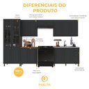 Ver imagem 5 de Armário de Cozinha Modulada Completa Fidelitá Nara 100% MDF 6 Peças 360cm 16 Portas 2 Gavetas sem