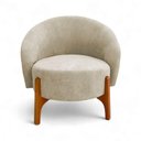 Ver imagem 7 de Poltrona Decorativa Orgânica Ariel Boucle Bege com Pés Madeira para Sala Loja Sheep