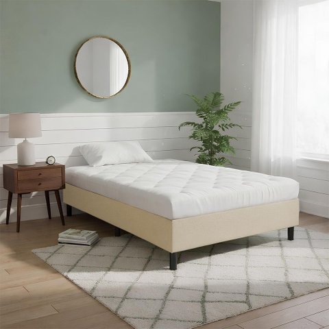 Base Box para Cama Solteiro 188x88 Tecido Suede Bege