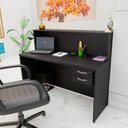 Ver imagem 1 de Balcão Atendimento Recepção Consultório 1200x600 C/gaveteiro - Preto