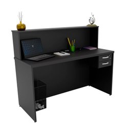 Balcão Atendimento Recepção Consultório 1200x600 C/gaveteiro - Preto - 4