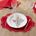 Ver imagem 3 de Kit 6 Jogos Americanos Bordado Simples com Guardanapos - Realeza Vermelho