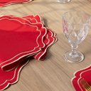 Ver imagem 5 de Kit 6 Jogos Americanos Bordado Simples com Guardanapos - Realeza Vermelho