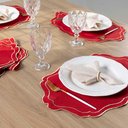 Ver imagem 4 de Kit 6 Jogos Americanos Bordado Simples com Guardanapos - Realeza Vermelho