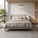 Ver imagem 6 de Cabeceira Estofada Alure para Cama Casal de 140cm Orgânica Curva Bouclê Bege - Desk Design