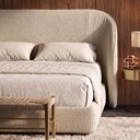 Ver imagem 5 de Cabeceira Estofada Alure para Cama Casal de 140cm Orgânica Curva Bouclê Bege - Desk Design