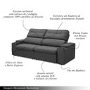 Ver imagem 2 de Sofá Retrátil e Reclinável 3 Lugares 210cm Zoho Porta Copos no Braço Veudo Grafite G22 - Gran Belo