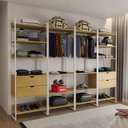 Ver imagem 1 de Closet Industrial Casal Completo Loft Canela 4 Módulos Cabideiro com Gavetas Ferro Branco