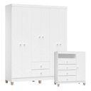 Ver imagem 1 de Cômoda e Guarda Roupa 6 Portas Ternura Baby Branco Brilho - Incorplac