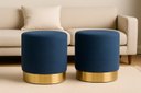 Ver imagem 2 de Kit Puff Rodape Dourado Azul Linho