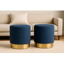 Ver imagem 2 de Kit Puff Rodape Dourado Azul Linho
