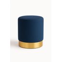 Ver imagem 1 de Kit Puff Rodape Dourado Azul Linho
