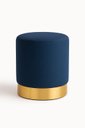 Ver imagem 1 de Kit Puff Rodape Dourado Azul Linho