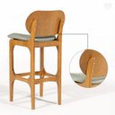 Ver imagem 5 de Kit 2 Banquetas Alta Estofada Rafine Madeira Maciça Castanho Linho Verde