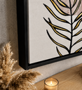 Ver imagem 4 de Quadro Decoração Sala Moderno Folhas Grande com Moldura Preta 50x75