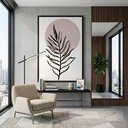 Ver imagem 2 de Quadro Decoração Sala Moderno Folhas Grande com Moldura Preta 50x75