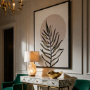 Ver imagem 1 de Quadro Decoração Sala Moderno Folhas Grande com Moldura Preta 50x75