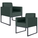 Ver imagem 1 de Kit 2 Poltronas Decorativa Sala Recepção Base Fixa de Metal Helô L02 Linho Verde Musgo - Lyam